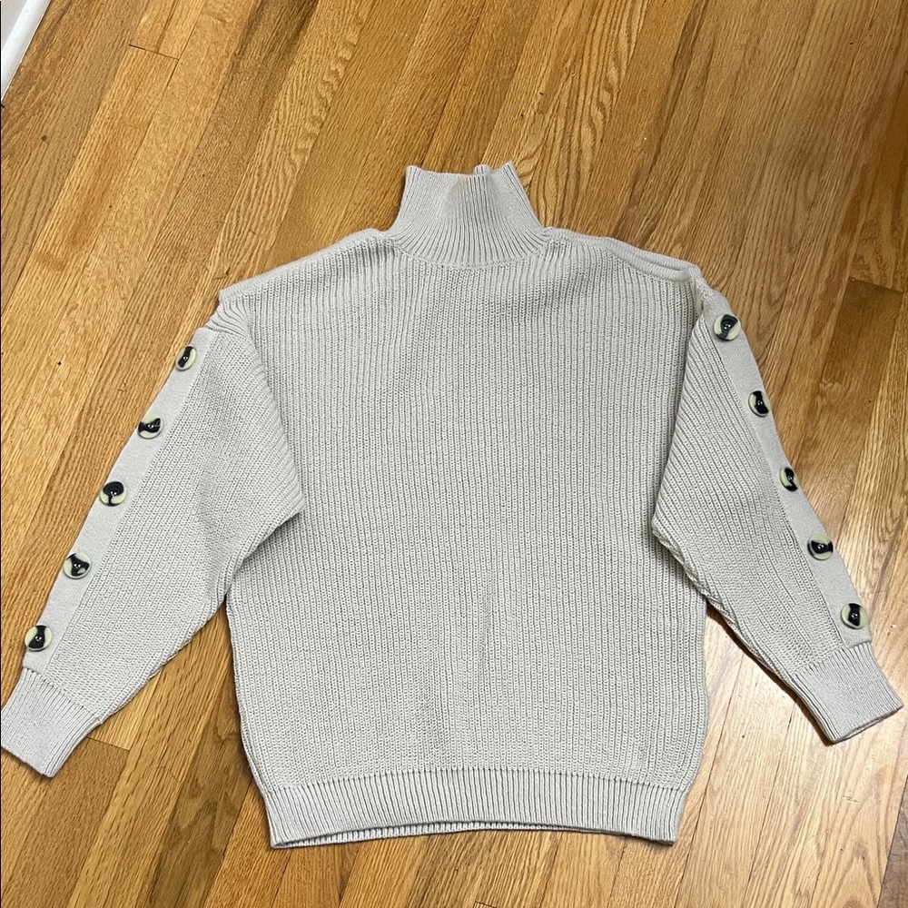 Women's Cold Shoulder Button Sleeve Sweater